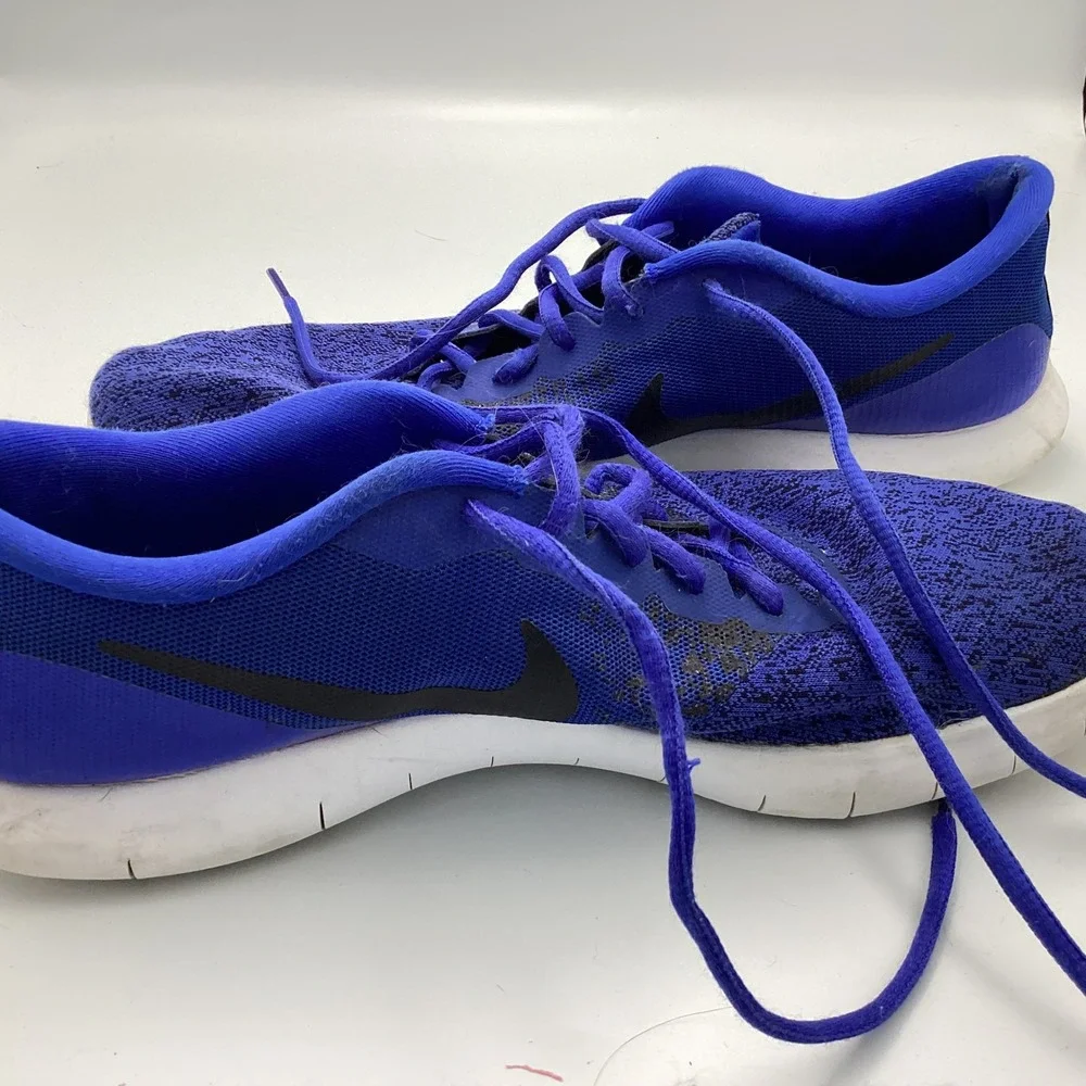 Nike Flex Contact Running Shoes Mens 11 Royal Blue Black Knit Low Top Sneakers